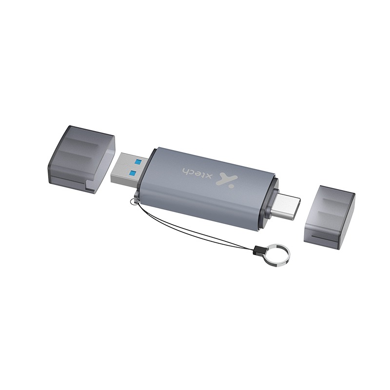 Xtech Card Reader High Speed USB-C or USB-A 3.0 Read/Write to SD or Micro SD Cards PC/Mac/Android/IOS Alluminum Alloy Xtech Card Reader High Speed USB-C or USB-A 3.0 Read/Write to SD or Micro SD Cards PC/Mac/Android/IOS Alluminum Alloy