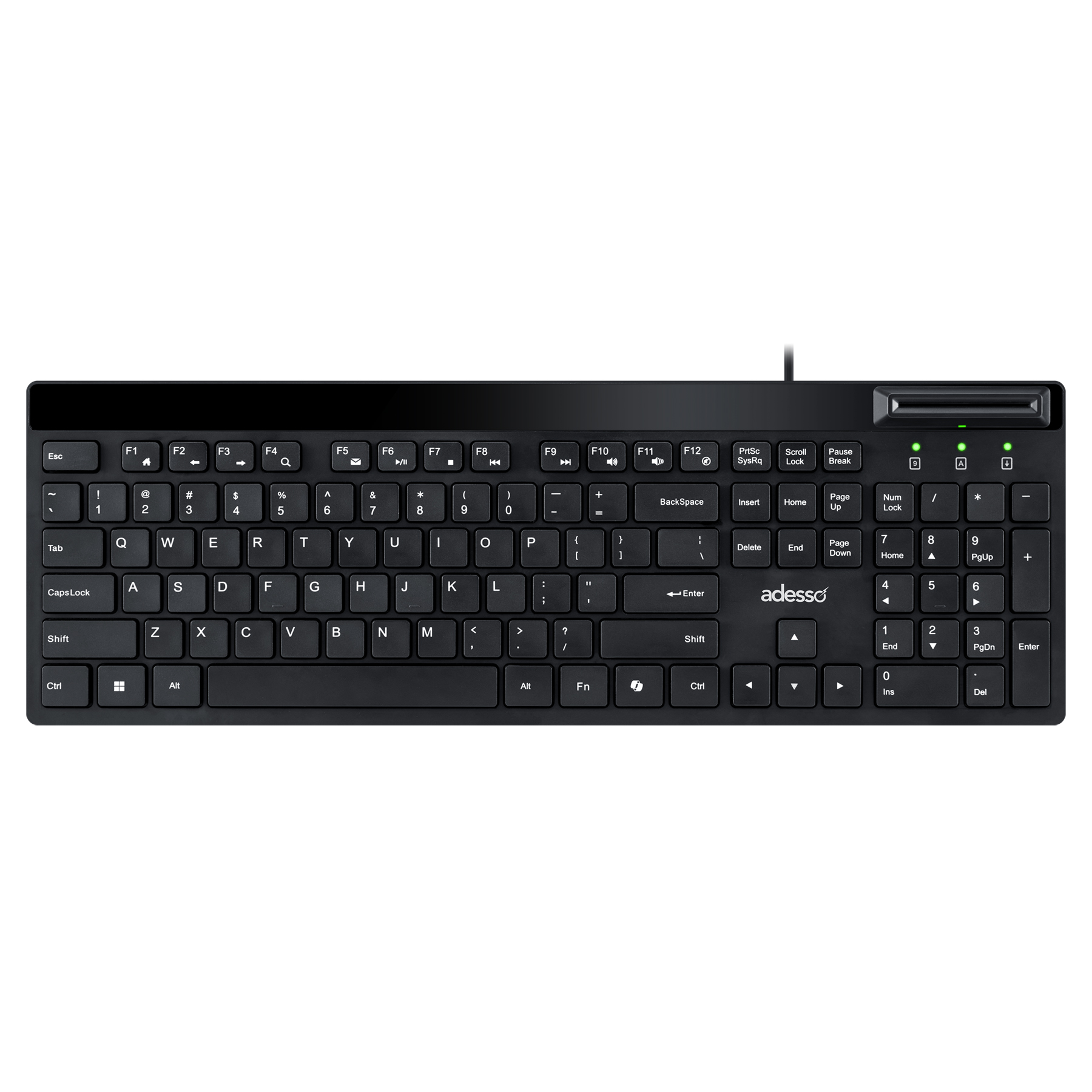 Adesso Keyboard & Mouse Combo Wired Quiet Switch Low Profile with Smart Card Reader – Black Adesso Keyboard & Mouse Combo Wired Quiet Switch Low Profile with Smart Card Reader - Black