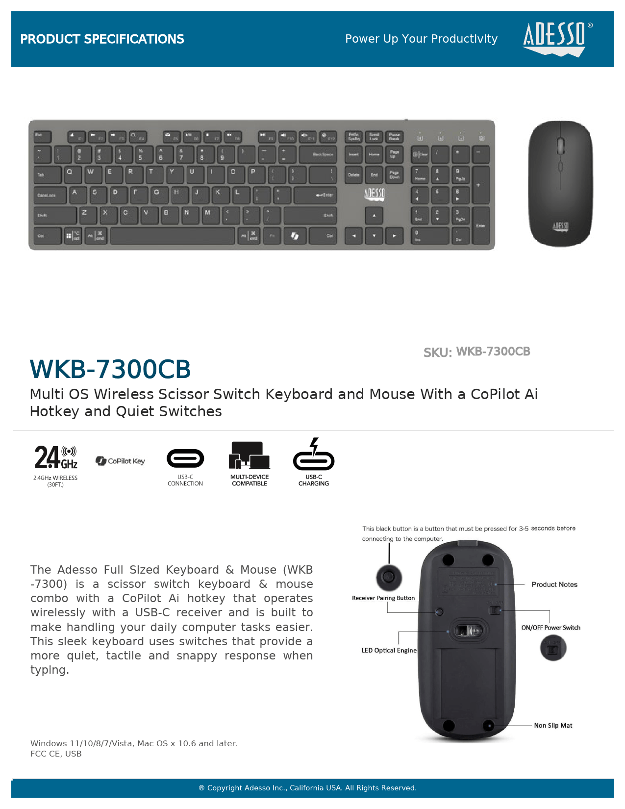 Adesso EasyTouch 7300CB Keyboard and Mouse Combo