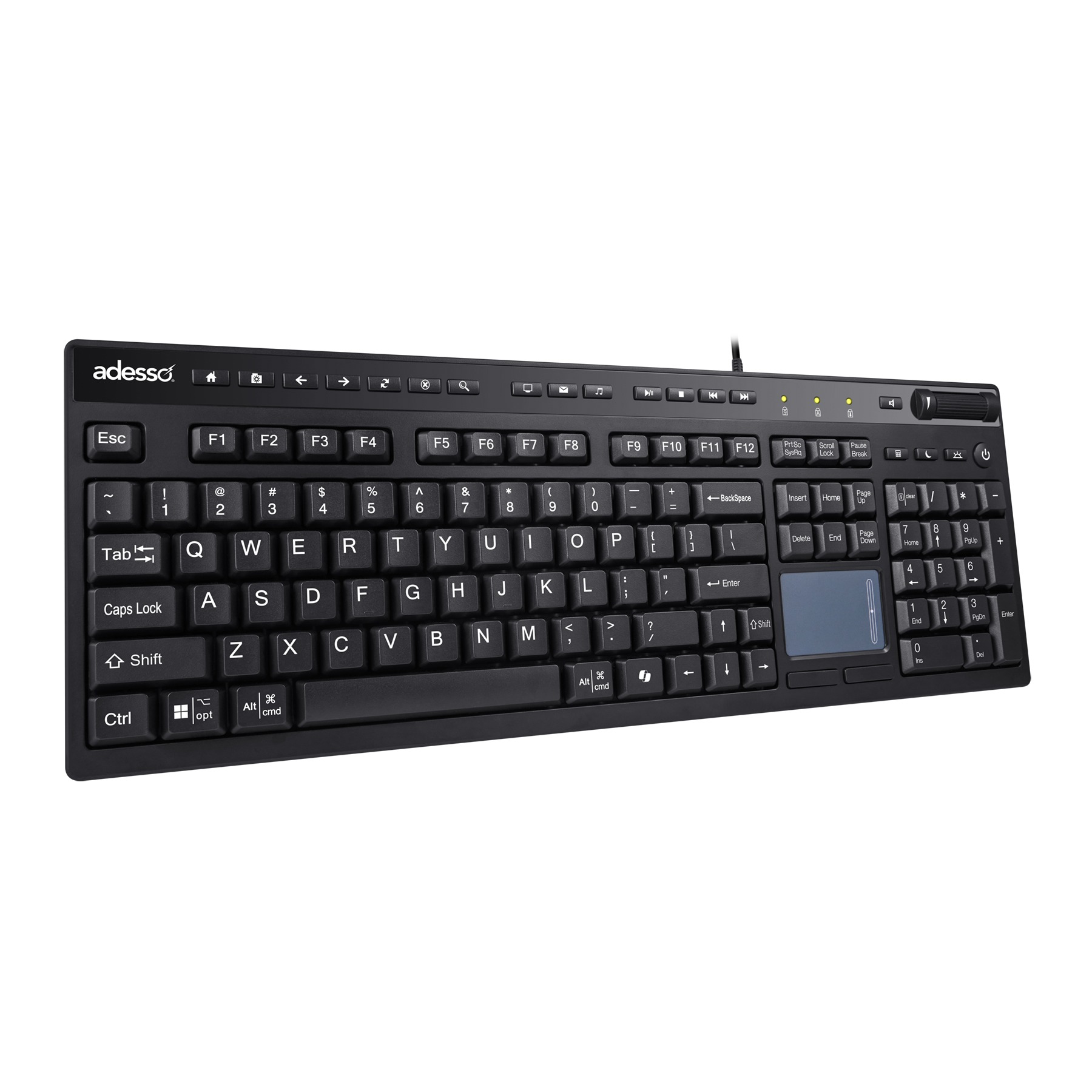 Adesso Keyboard Wired EasyTouch CoPilot AI Hotkey Multi OS USB with Touchpad – Black Adesso Keyboard Wired EasyTouch CoPilot AI Hotkey Multi OS USB with Touchpad - Black