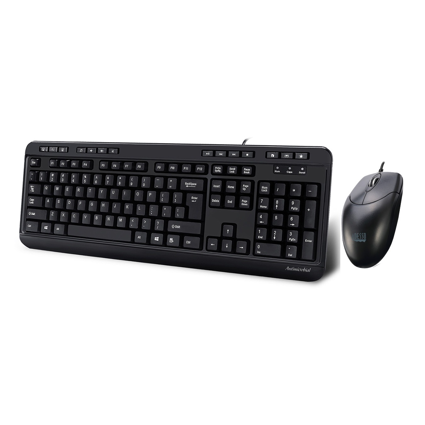 Adesso Keyboard & Mouse Combo Wired Antimicrobial Multimedia 1200dpi PC/MAC – Black Adesso Keyboard & Mouse Combo Wired Antimicrobial Multimedia 1200dpi PC/MAC - Black