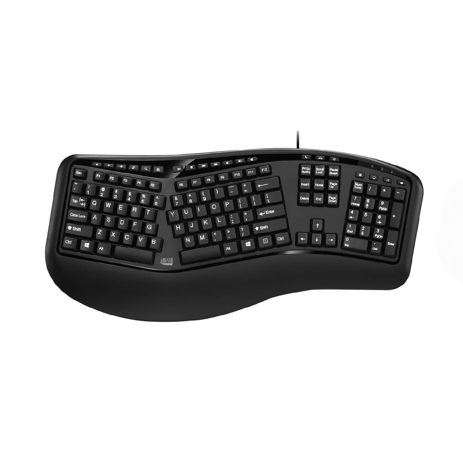 Adesso Keyboard Wired Ergonomic 2X Large Print Integrated Palm Rest – Black Adesso Keyboard Wired Ergonomic 2X Large Print Integrated Palm Rest - Black