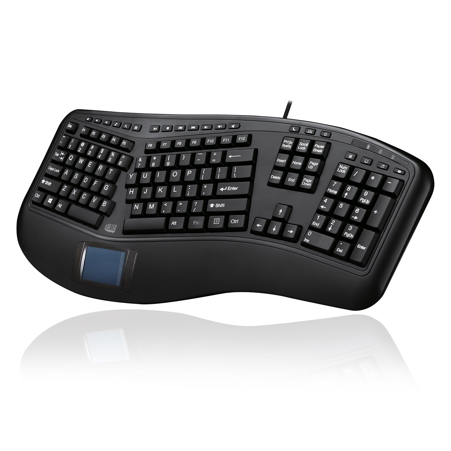 Adesso Keyboard Wired Tru-Form Ergonomic Integrated Palm Rest with Touchpad – Black Adesso Keyboard Wired Tru-Form Ergonomic Integrated Palm Rest with Touchpad - Black