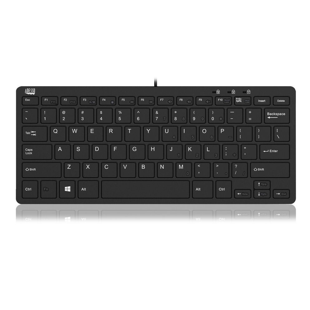 Adesso Keyboard Wired SlimTouch Mini with 2 USB Hub – Black Adesso Keyboard Wired SlimTouch Mini with 2 USB Hub - Black