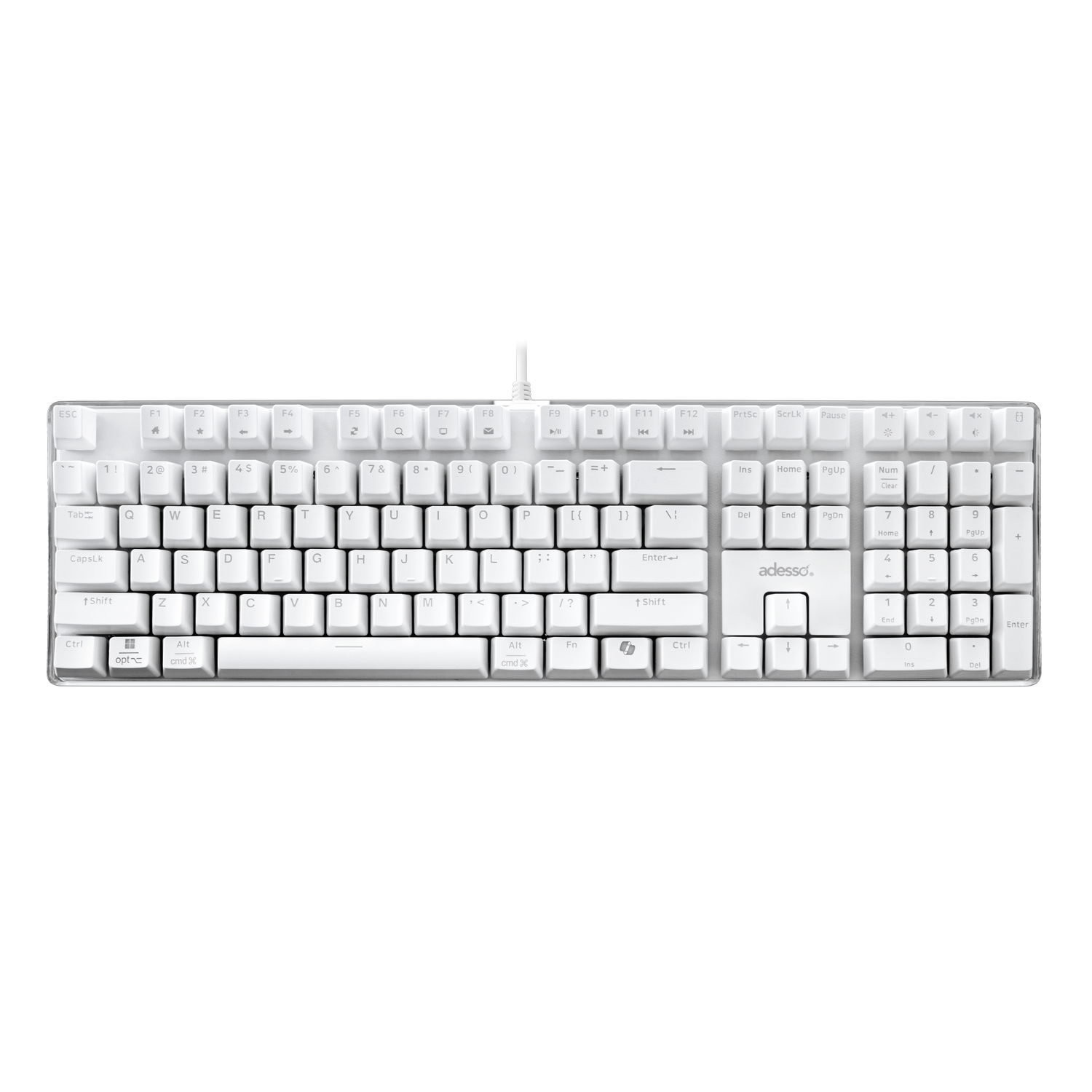 Adesso Keyboard Wired Multi OS Illuminated Copilot AI Hotkey – White Adesso Keyboard Wired Multi OS Illuminated Copilot AI Hotkey - White