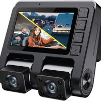 GekoGear Dashcam - Orbit D110 Dual Front (1080p) & In Cabin View (1080p) 150 Degree Wide Angle G-Sensor 32GB MicroSD Included (support up to 128GB)  - Black