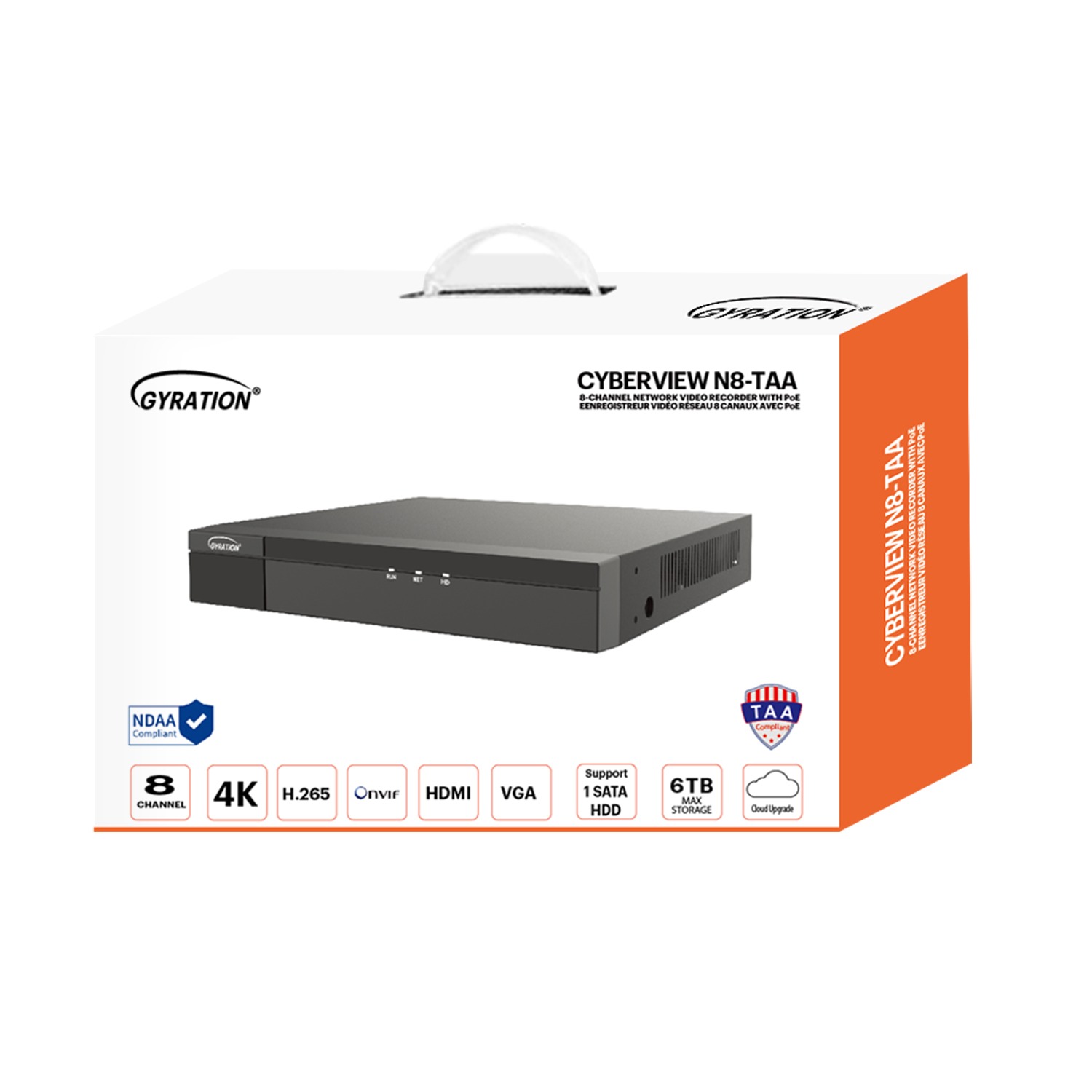 Gyration Network Video Recorder (NVR) CYBERVIEW N8-TAA with PoE 8-Channel Input – TAA Compliant Gyration Network Video Recorder (NVR) CYBERVIEW N8-TAA with PoE 8-Channel Input - TAA Compliant