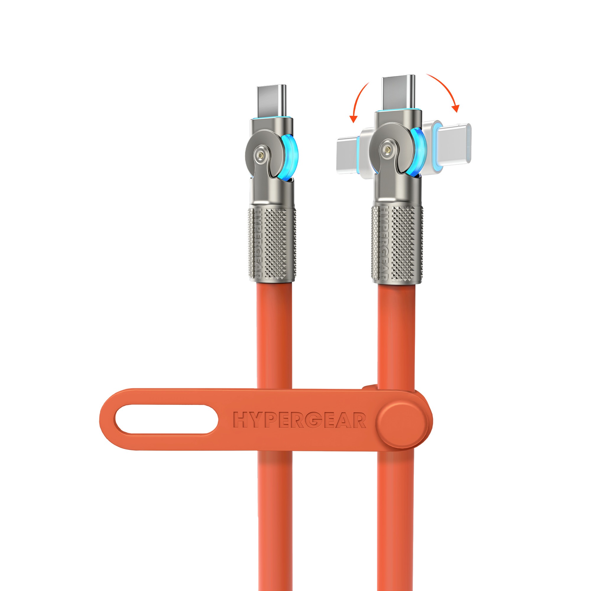 HyperGear Charge & Sync PD USB-C to USB-C Chunky 180 Cable 12ft PD up to 100W Fast Charge 480Mbps High Speed Dual Rotating Connectors and LED – Orange HyperGear Charge & Sync PD USB-C to USB-C Chunky 180 Cable 12ft PD up to 100W Fast Charge 480Mbps High Speed Dual Rotating Connectors and LED - Orange
