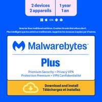 Malwarebytes Premium Plus 2-Device 1-Year Includes Browser Guard & Privacy VPN PC/MAC/Android/iOS ESD (DOWNLOAD CODE)