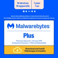 Malwarebytes Premium Plus 10-Device 1-Year Includes Browser Guard & Privacy VPN PC/MAC/Android/iOS ESD (DOWNLOAD CODE)