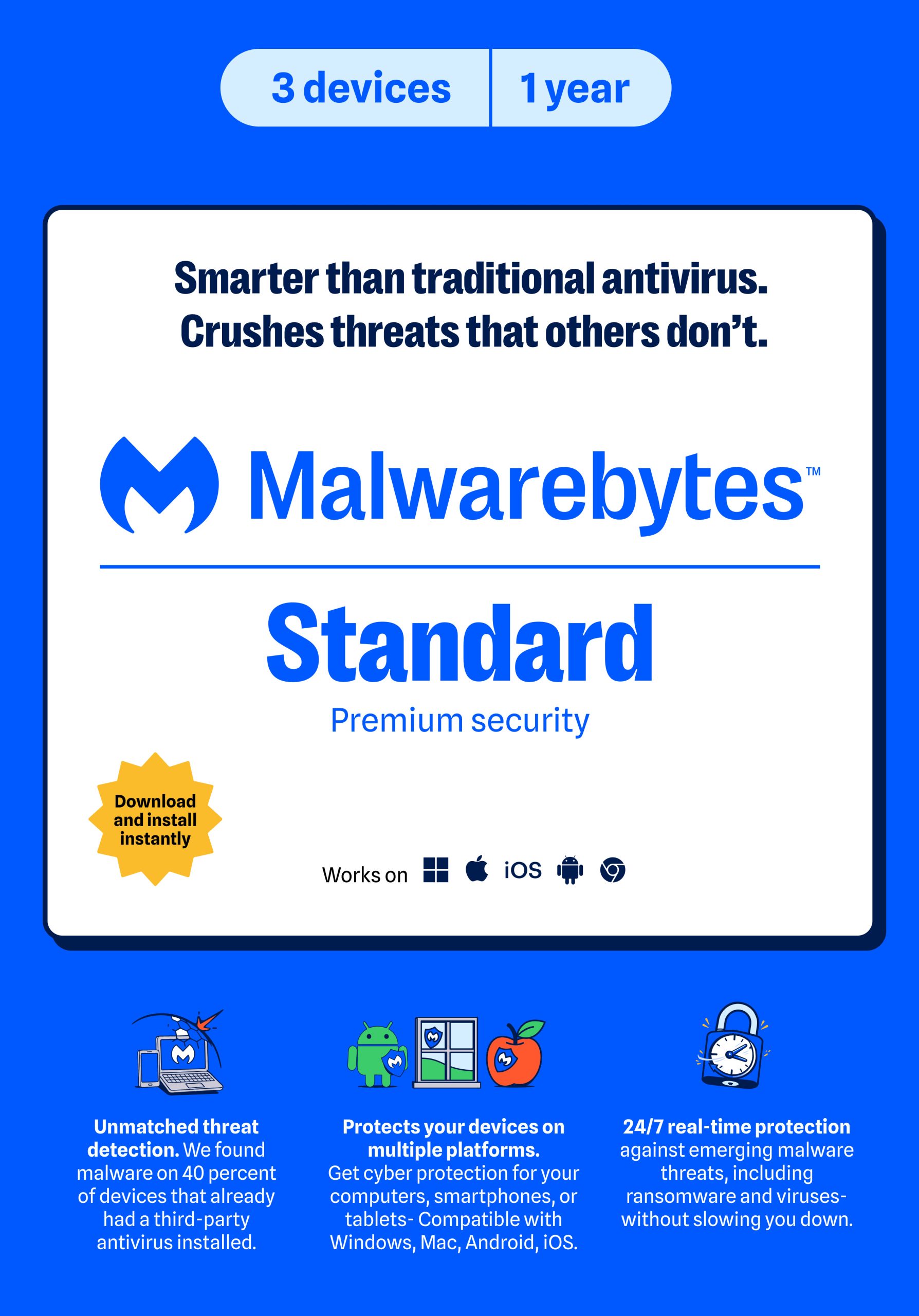 Malwarebytes Premium Standard 3-Device 1-Year BIL PC/MAC/Android/iOS Malwarebytes Premium Standard 3-Device 1-Year BIL PC/MAC/Android/iOS