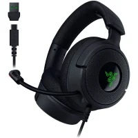 Razer Gaming Headset Wired Kraken V4 X with Retractable HyperClear Cardioid Mic TriForce 40MM Drivers 7.1 Surround Sound Chroma RGB USB-C/USB-A - Black