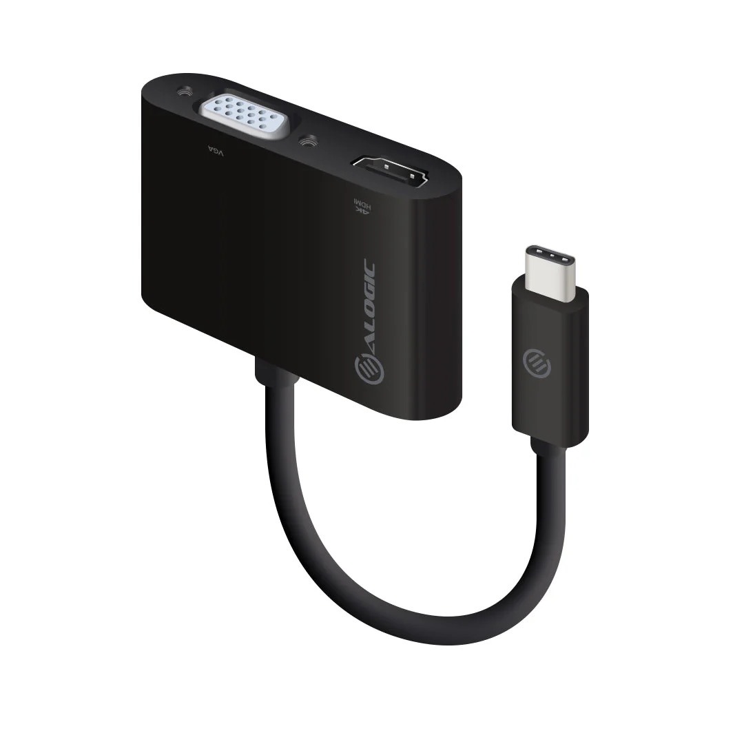 Alogic Premium Series 2-in-1 USB-C (Male) to HDMI (Female) & VGA Adapter (Female) – Black Alogic Premium Series 2-in-1 USB-C (Male) to HDMI (Female) & VGA Adapter (Female) - Black