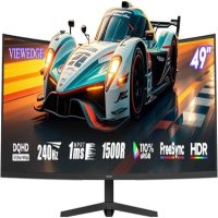 Viewedge Gaming Monitor 49in Curved Ultrawide 5K (5120x1440p) up to 240hz  VA panel with contrast ratio of Millions : 1 and 1 ms responsive time 32:9 aspect ratio and 1500R curvature  - Black