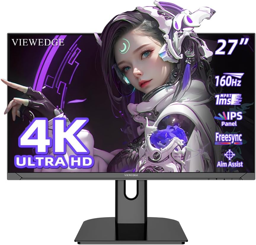 Viewedge Gaming Monitor 27in UHD 4K (3840x2160p) up to 160hz IPS panel 178-degree viewing angle and 1ms responsive time – Black Viewedge Gaming Monitor 27in UHD 4K (3840x2160p) up to 160hz IPS panel 178-degree viewing angle and 1ms responsive time - Black