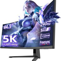 Viewedge Gaming Monitor 44.5in Curved Ultrawide 5K (5120x2160p) up to 240hz VA panel and 1 ms responsive time and 1500R curvature - Black