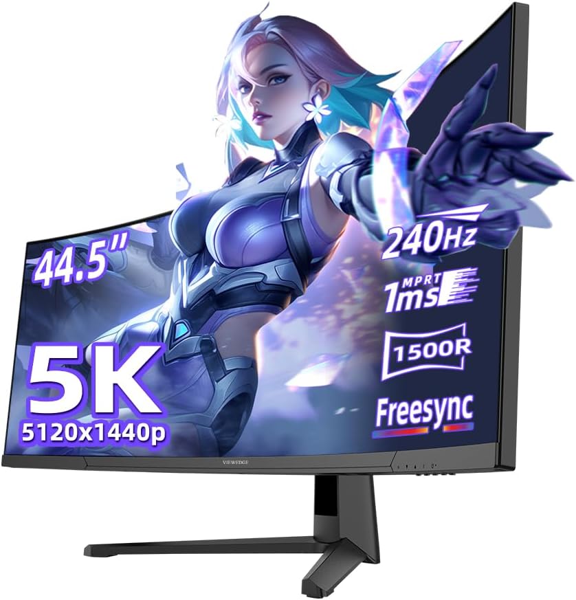 Viewedge Gaming Monitor 44.5in Curved Ultrawide 5K (5120x2160p) up to 240hz VA panel and 1 ms responsive time and 1500R curvature – Black Viewedge Gaming Monitor 44.5in Curved Ultrawide 5K (5120x2160p) up to 240hz VA panel and 1 ms responsive time and 1500R curvature - Black