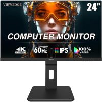Viewedge Monitor 24in UHD 4K (3840x2160p) 60hz IPS panel with contrast ratio of Millions: 1 178-degree viewing angle HDR 10 and 5 ms responsive time - Black