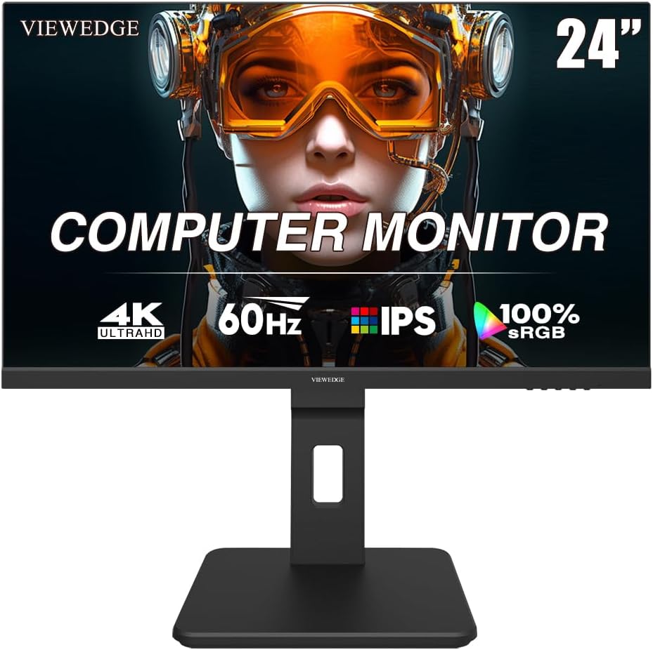 Viewedge Monitor 24in UHD 4K (3840x2160p) 60hz IPS panel with contrast ratio of Millions: 1 178-degree viewing angle HDR 10 and 5 ms responsive time – Black Viewedge Monitor 24in UHD 4K (3840x2160p) 60hz IPS panel with contrast ratio of Millions: 1 178-degree viewing angle HDR 10 and 5 ms responsive time - Black