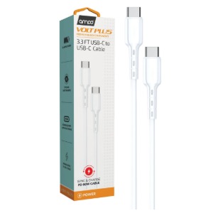 AMPD Volt Plus USB-C to USB-C 3FT Cable – White AMPD Volt Plus USB-C to USB-C 3FT Cable - White